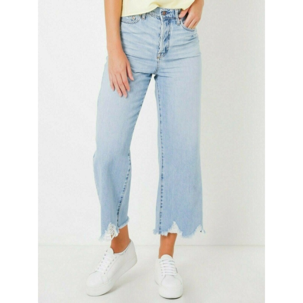 Nobody Denim | Freya Frayed Hem Wide Leg Jeans in Carefree